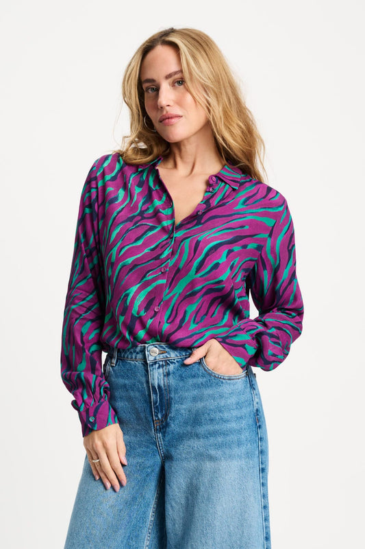 POM Amsterdam Blouses Multi colour / 34 BLOUSE - Mila Animal Purple