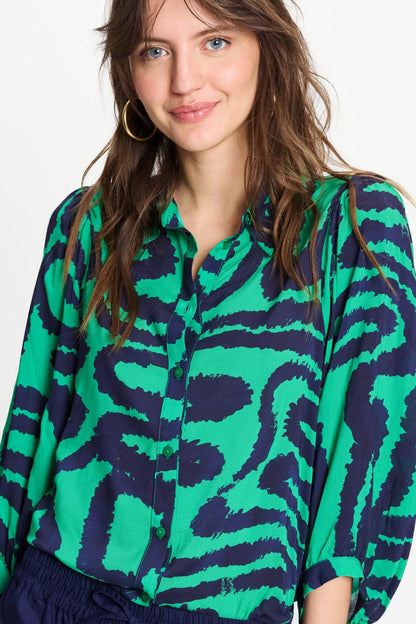 POM Amsterdam Blouses Multi colour / 34 BLOUSE - Waves Green