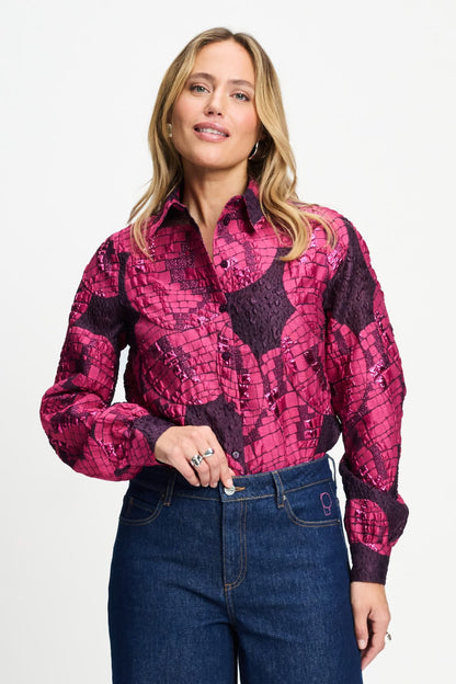 POM Amsterdam Blouses Pink / 34 BLOUSE - Jade Disco Dots