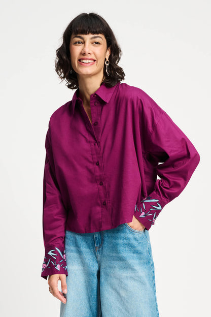 POM Amsterdam Blouses Purple / 34 BLOUSE - Plum Melange