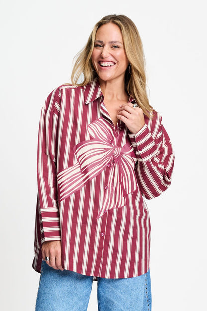 POM Amsterdam Blouses Red / 34 BLOUSE - Beau Ribbon Red