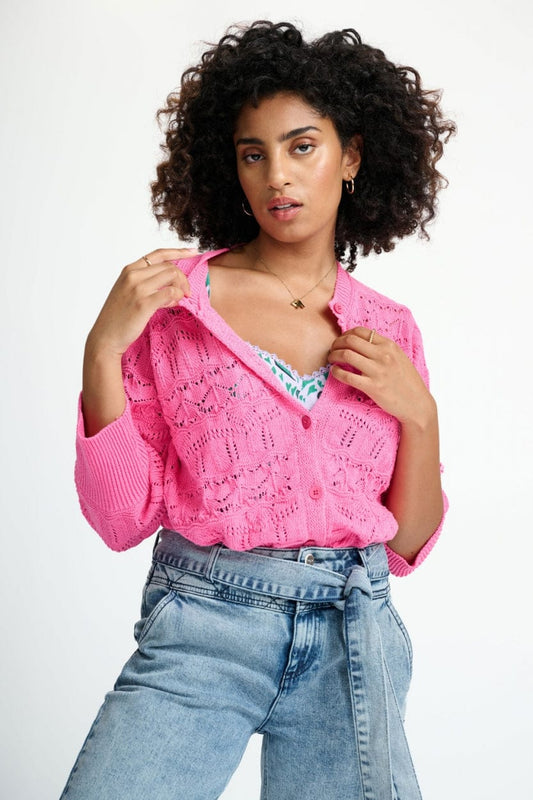 POM Amsterdam Cardigans Pink / 34 CARDIGAN - Ajour Marshmellow Pink
