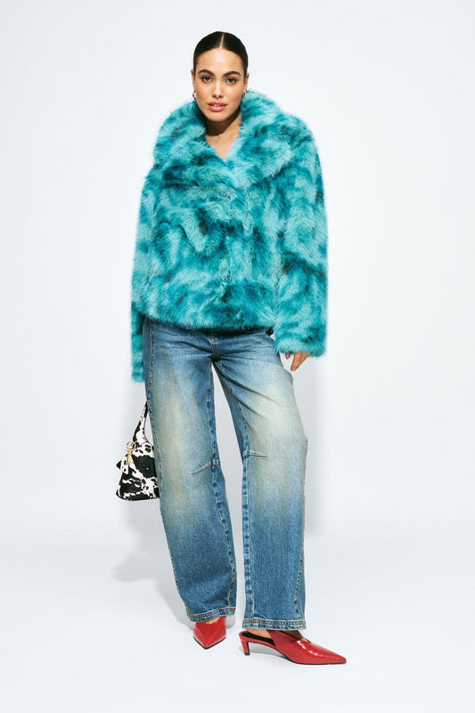 POM Amsterdam Coats Green / 34 VESTE - Cleo Teal Green Animal