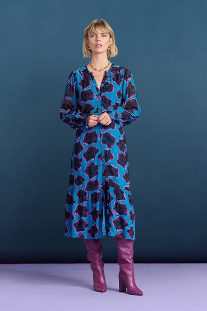 POM Amsterdam Dresses Blue / 34 ROBE - Flower Pop Blue
