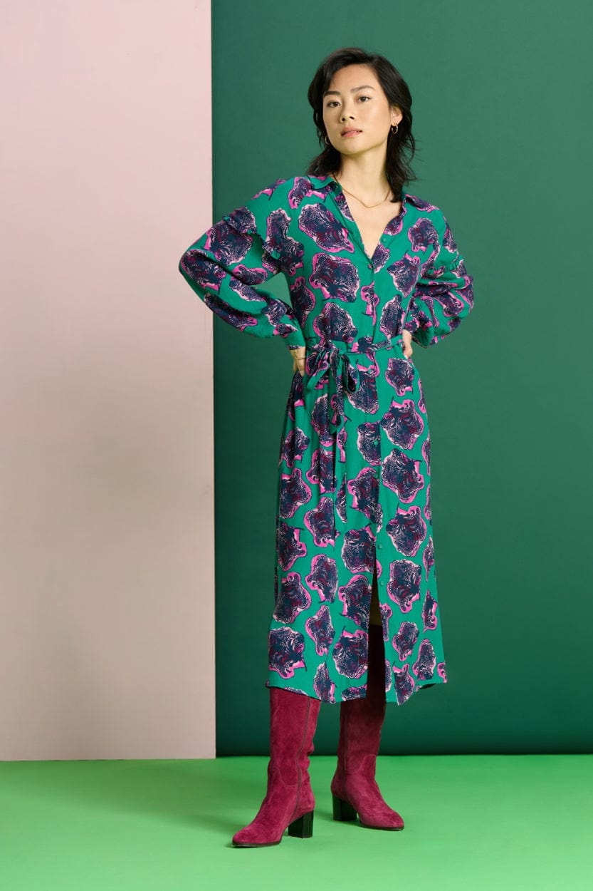POM Amsterdam Dresses Green / 34 ROBE - Flower Pop Pink