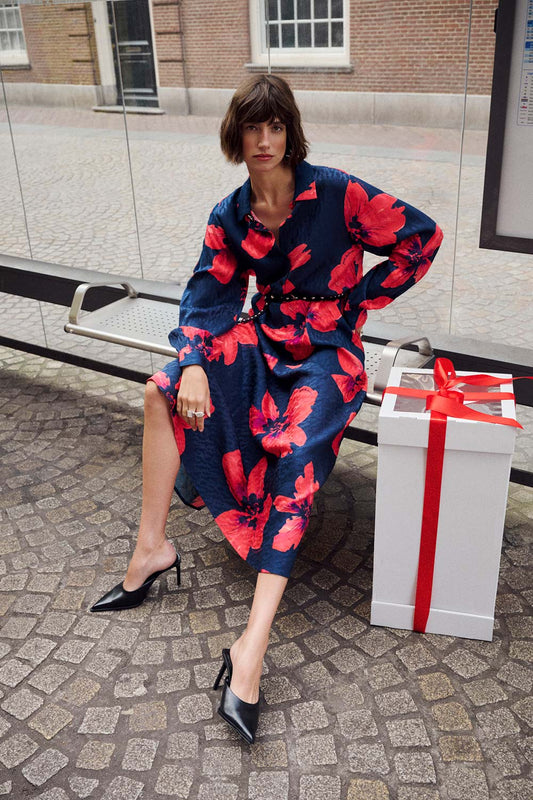 POM Amsterdam Dresses Multi colour / 34 ROBE - Cato Bloom Rouge