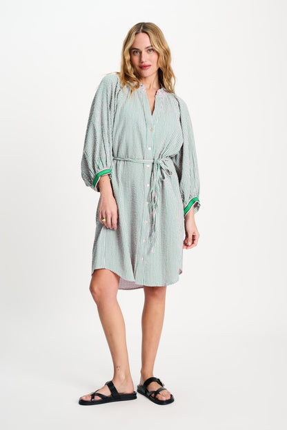 POM Amsterdam Dresses Multi colour / 34 ROBE - Seersucker Green Pink