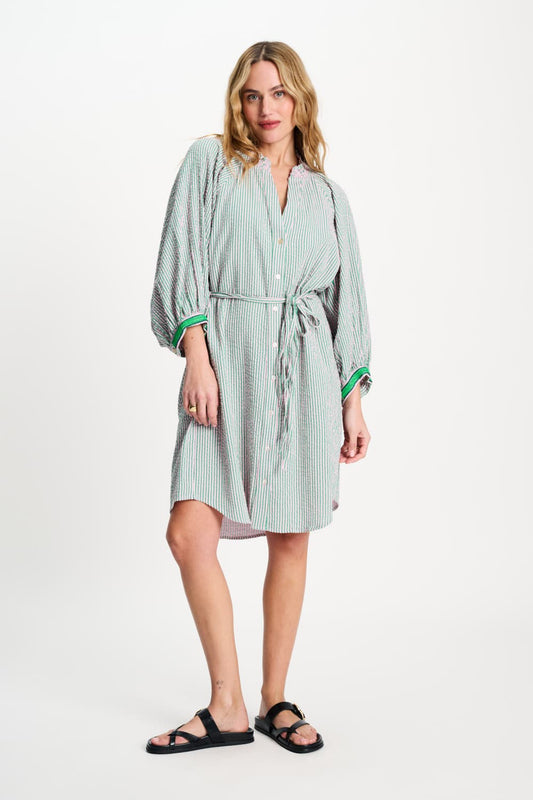 POM Amsterdam Dresses Multi colour / 34 ROBE - Seersucker Green Pink