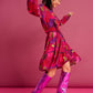 POM Amsterdam Dresses ROBE - Brushwork Fiery Pink