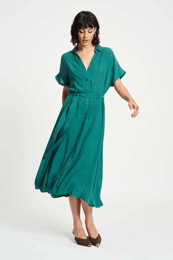 POM Amsterdam Dresses ROBE - Lynn Pacific Green