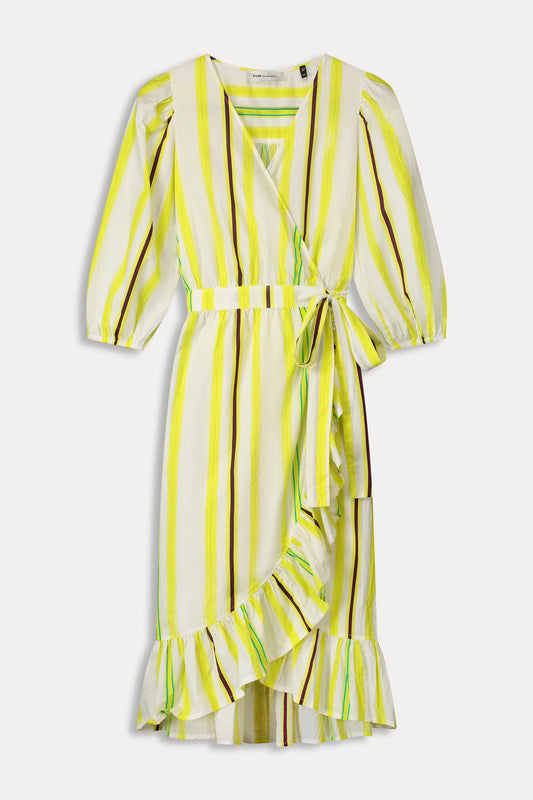POM Amsterdam Dresses ROBE - Striped Lemon