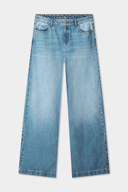 POM Amsterdam Jeans JEANS - Baggy Wideleg Mid Blue