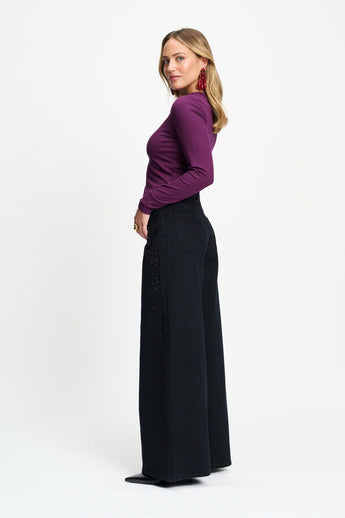 POM Amsterdam Jeans JEANS - Jodi Rhinestones Black