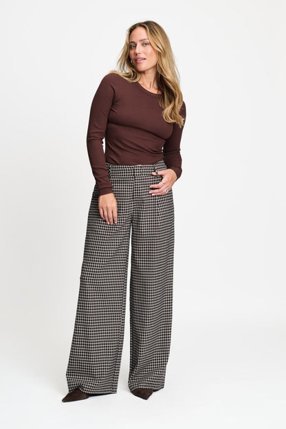 POM Amsterdam Pants Brown / 34 PANTALON - Charlie Check Brown