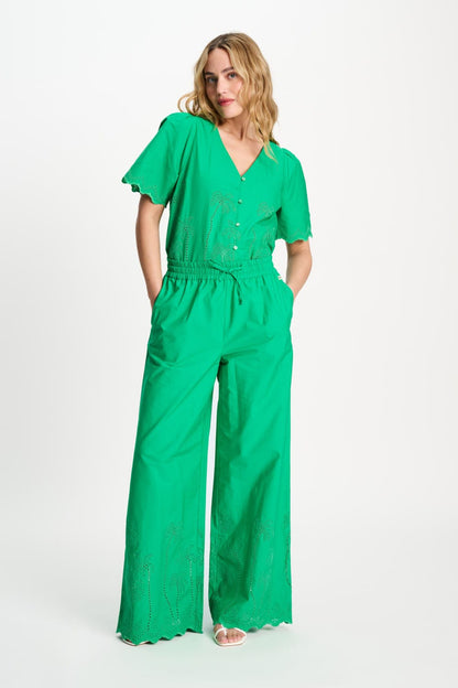 POM Amsterdam Pants Green / 34 PANTALON - Broderie Anglaise Palm Green