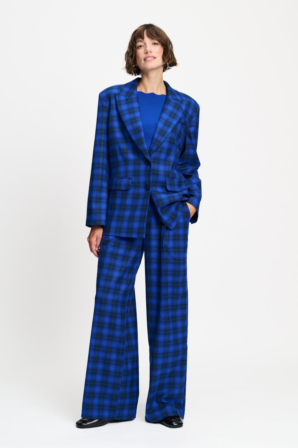 POM Amsterdam Pants PANTALON - Charlie Check Blue