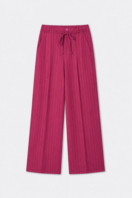 POM Amsterdam Pants PANTALON - Jess Striped Burgundy Red