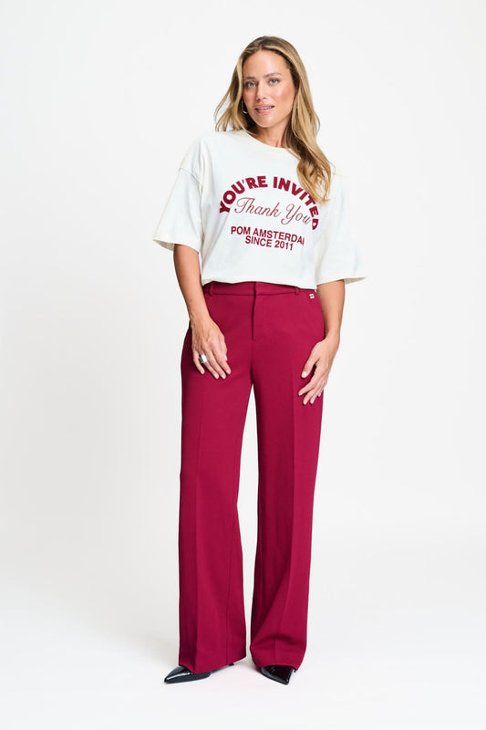 POM Amsterdam Pants Red / 34 PANTALON - Lara Burgundy Red
