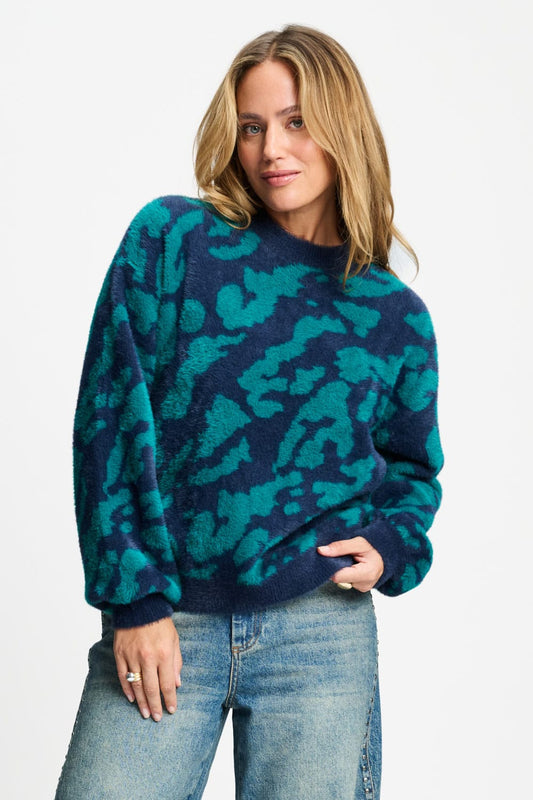POM Amsterdam Pullovers Green / 34 PULLOVER - Frida Animal Teal Green