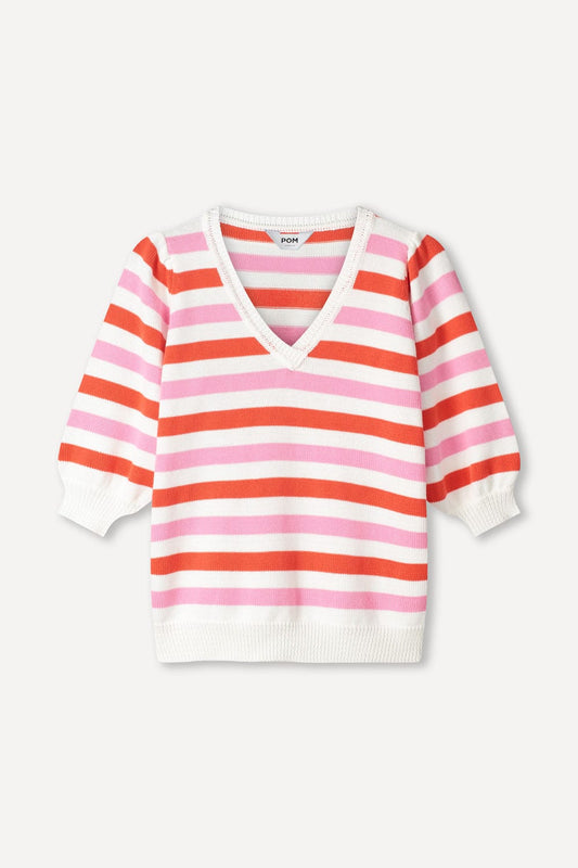 POM Amsterdam Pullovers PULL - Striped Pink Orange