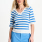 POM Amsterdam Pullovers PULL - Striped Smashing Blue