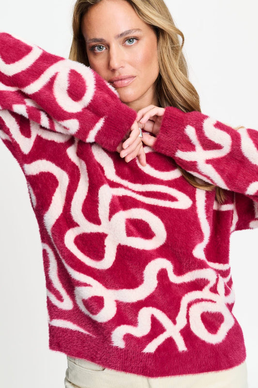 POM Amsterdam Pullovers Red / 34 PULLOVER - Frida Bow Burgundy Red