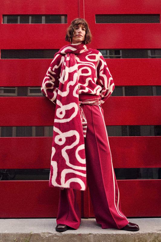 POM Amsterdam Scarves Red / OS ÉCHARPE - Lou Bow Burgundy Red