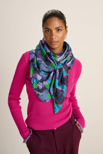 POM Amsterdam Shawls Blue / OS ÉCHARPE - Double Flower Pop Blue