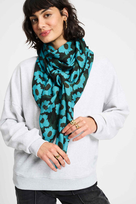 POM Amsterdam Shawls Blue / OS ECHARPE - Wild Flowers Blue