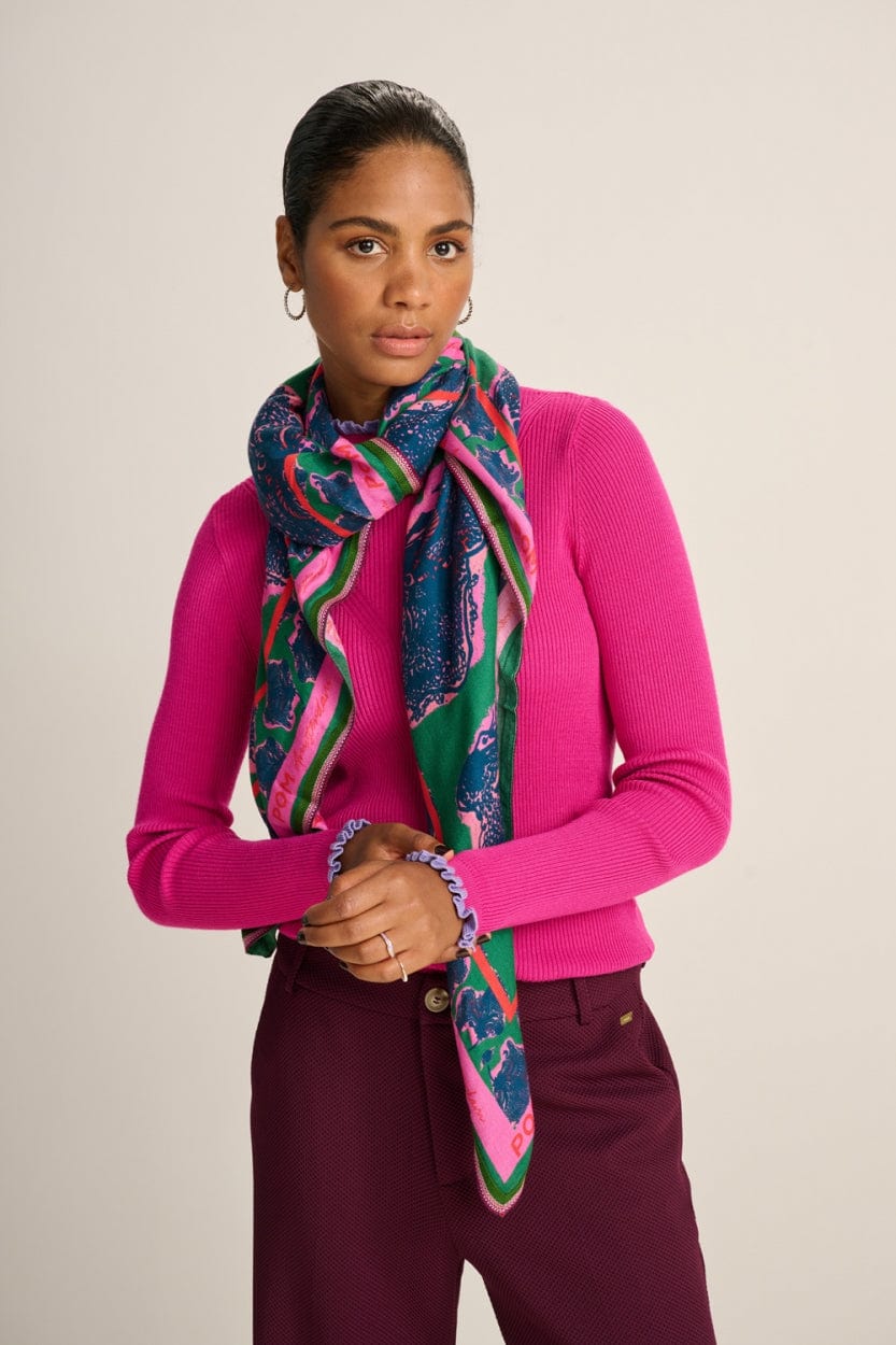 POM Amsterdam Shawls Green / OS ÉCHARPE - DARE Flower Pop Pink