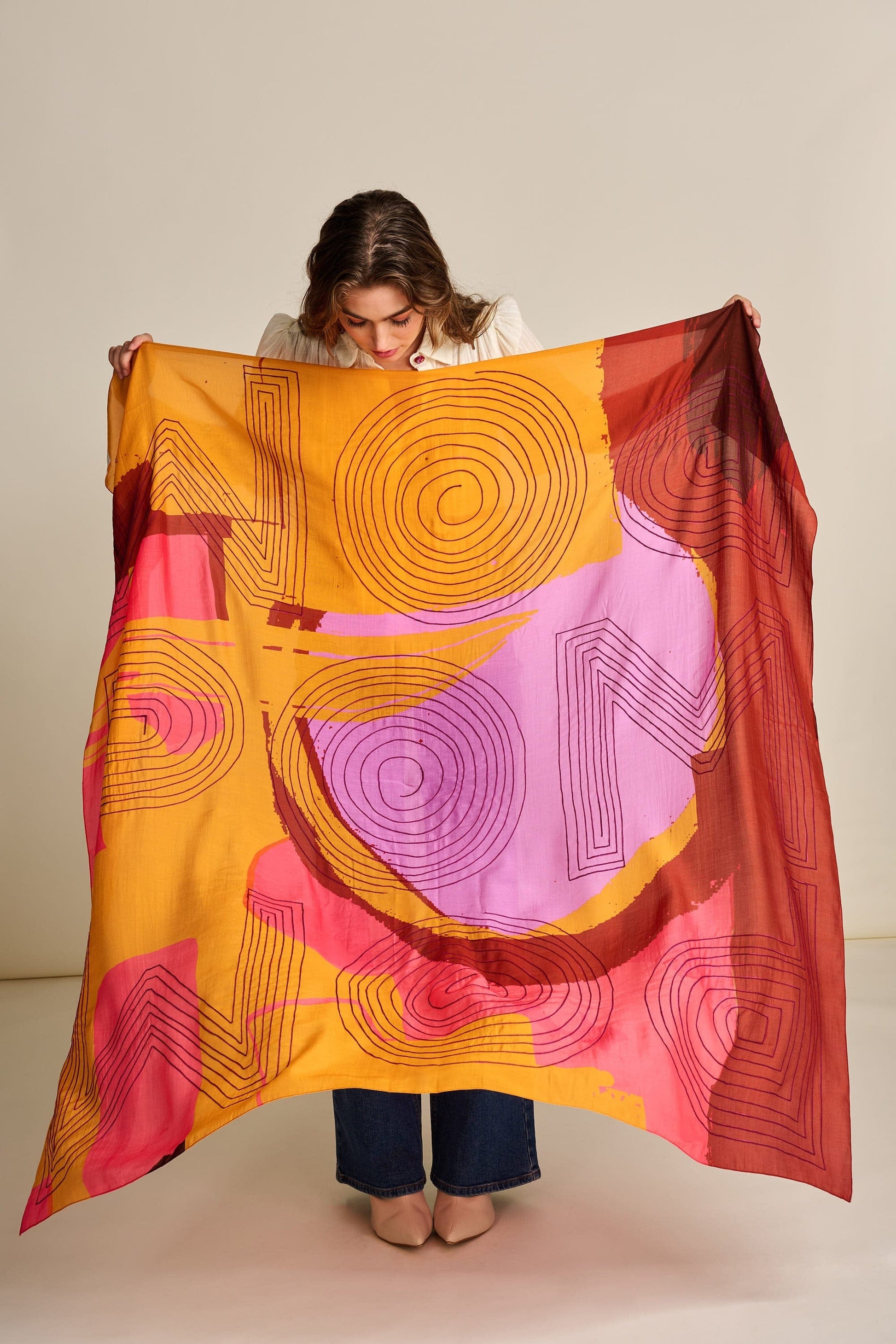 POM Amsterdam Shawls Orange / OS ÉCHARPE  - Embroidery Cape Town
