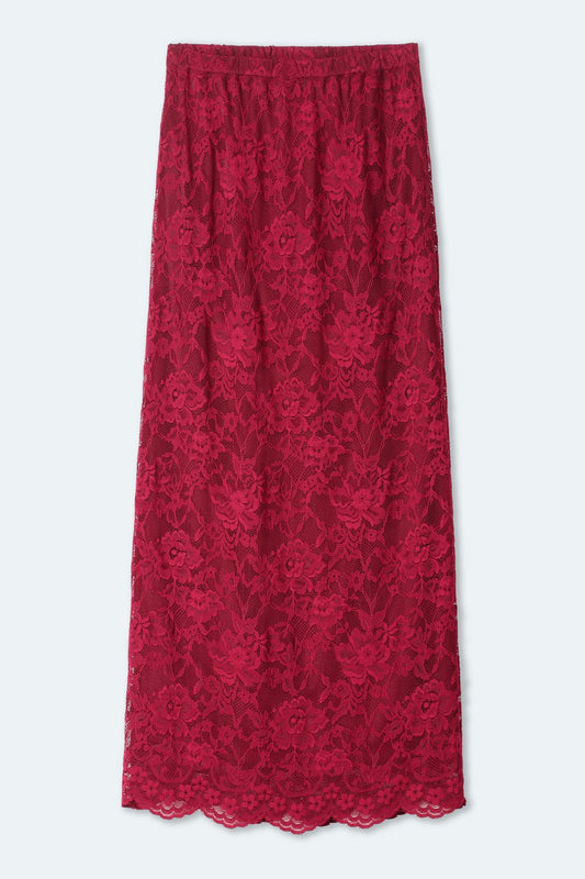 POM Amsterdam Skirts JUPE - Holly Lace Burgundy Red