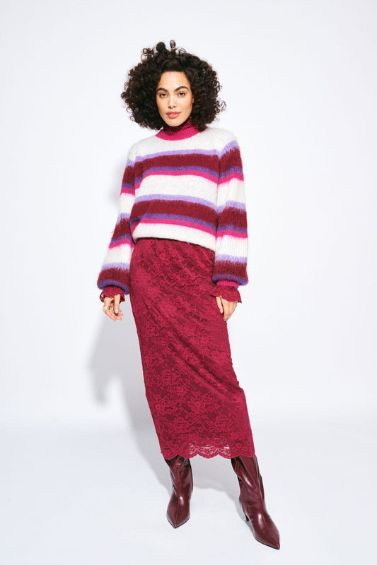 POM Amsterdam Skirts Red / 34 JUPE - Holly Lace Burgundy Red