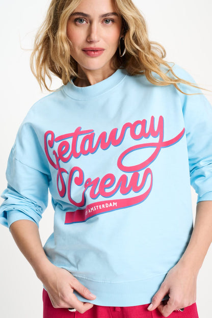 POM Amsterdam Sweaters Blue / 34 SWEATER - Getaway Crew Blue Mist