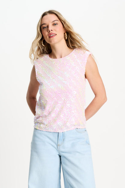 POM Amsterdam Tops Pink / 34 TOP - Sequins Shell Pink