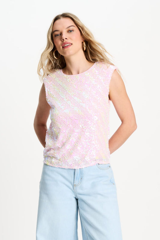 POM Amsterdam Tops Pink / 34 TOP - Sequins Shell Pink
