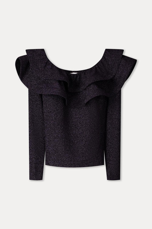 POM Amsterdam Tops TOP - Billie Shimmer Dark Plum