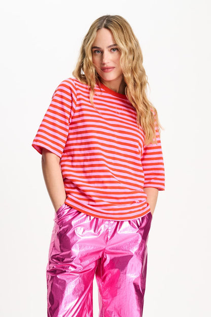 POM Amsterdam Tshirts Multi colour / 34 TSHIRT - Stripe Orange Pink