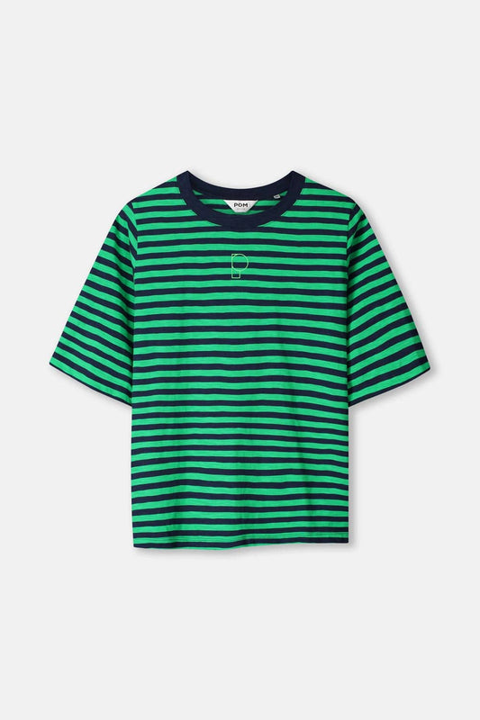 POM Amsterdam Tshirts TSHIRT - Stripe Green Blue