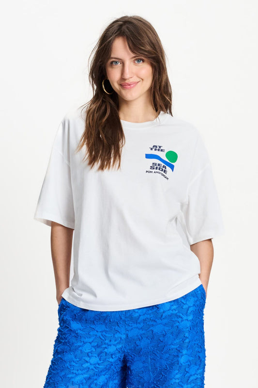 POM Amsterdam Tshirts White / 34 TSHIRT - Oversized At The Seaside