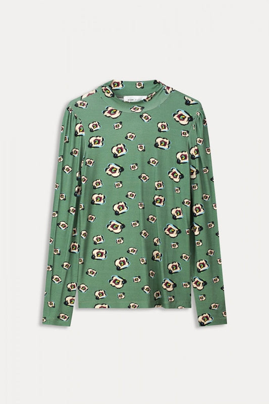 POM Amsterdam Turtlenecks COL ROULÉ - Flower Swirl Green
