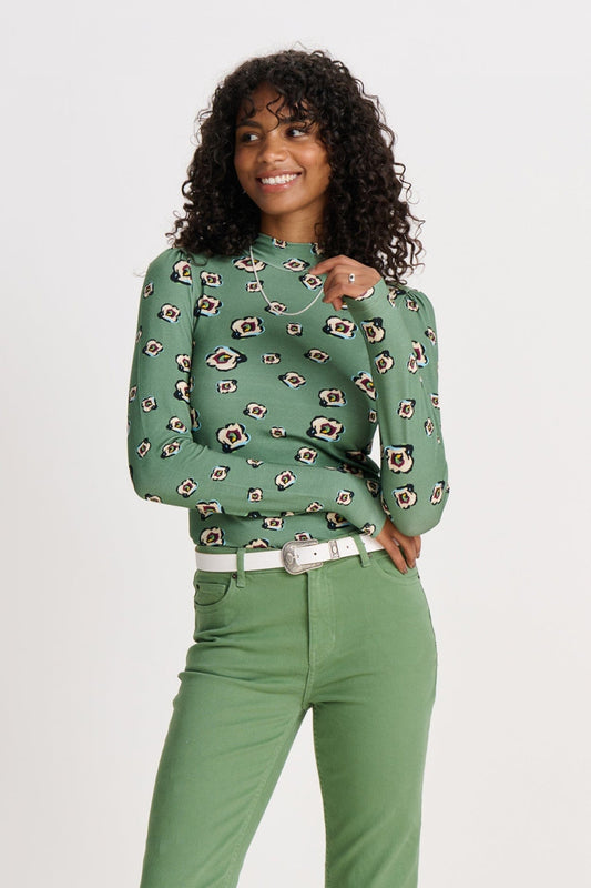 POM Amsterdam Turtlenecks Green / 34 COL ROULÉ - Flower Swirl Green
