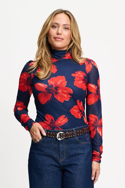 POM Amsterdam Turtlenecks Multi colour / 34 TURTLENECK - Romi Mesh Bloom Rouge