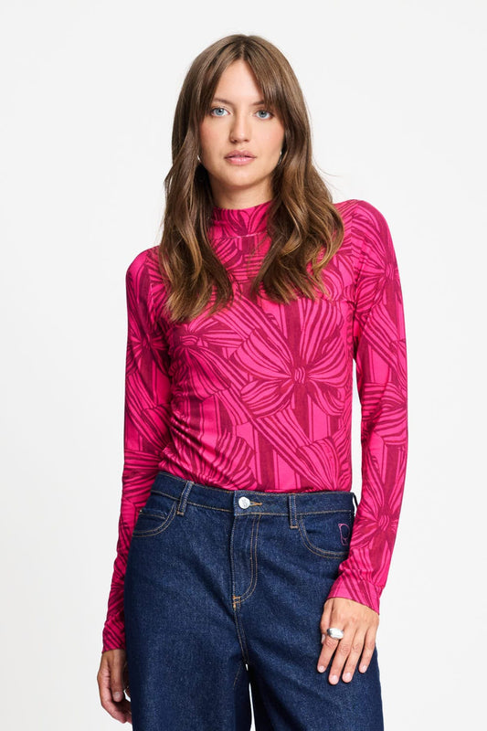 POM Amsterdam Turtlenecks Pink / 34 TURTLENECK - Romi Jersey Ribbon Pink