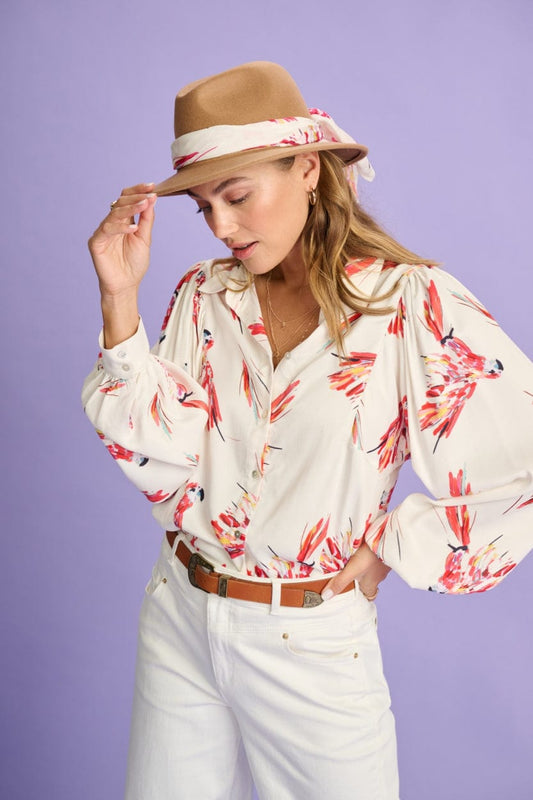 POM Amsterdam Blouses Beige / 34 BLOUSE - Parrots Ecru