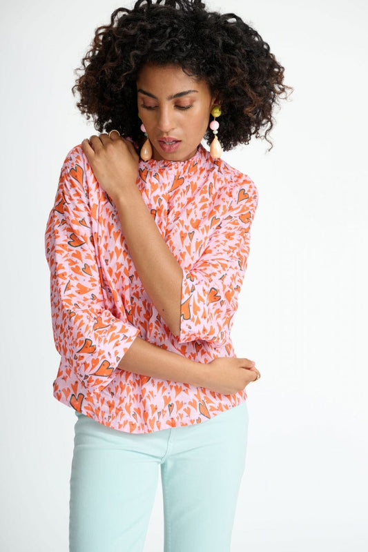 POM Amsterdam Blouses BLOUSE - Lou Heart to Heart Pink