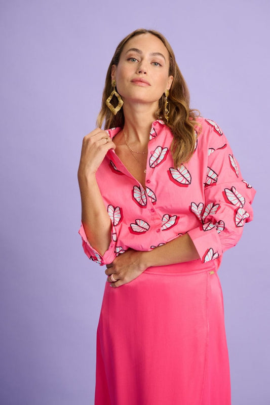 POM Amsterdam Blouses Pink / 34 BLOUSE - Leaf It Pink