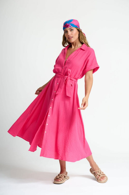 POM Amsterdam Dresses Pink / 34 ROBE - Lynn Muslin Raspberry