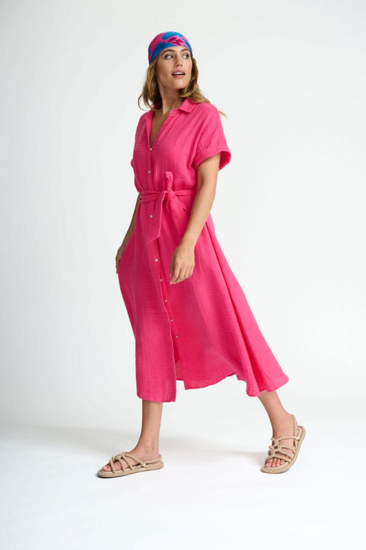 POM Amsterdam Dresses ROBE - Lynn Muslin Raspberry
