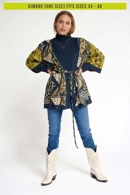 POM Amsterdam Kimono Green / OS KIMONO - Eclectic Tribal